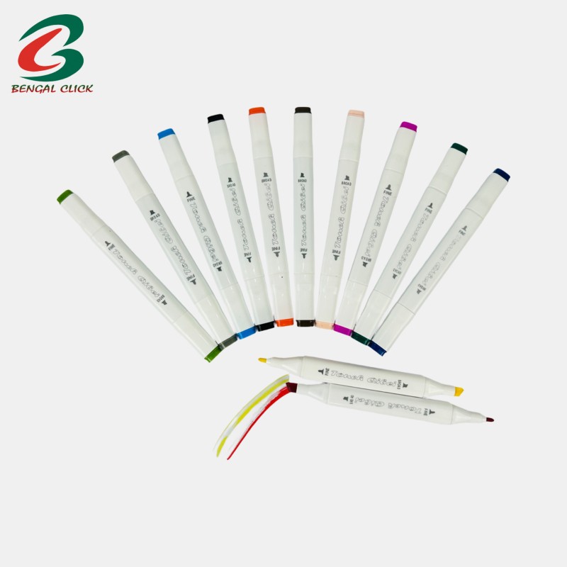 24 Color Plastic Box Erasable Art Marker Pen Set Water-based Quick-drying School Office Use Twin Tip Double Headed Images